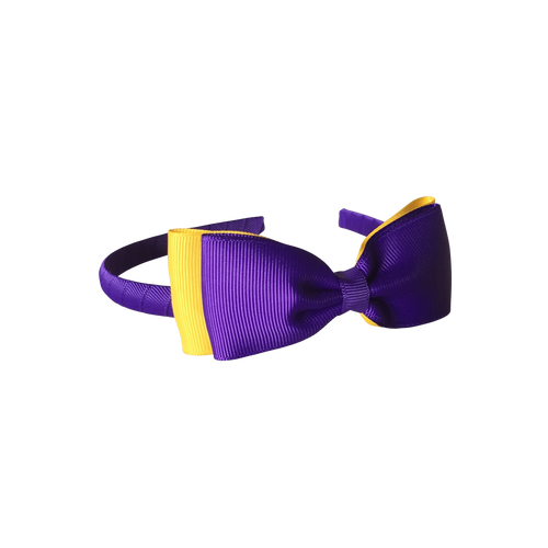 Hair Accessory: Headband with Bowtie- Purple and Yellow